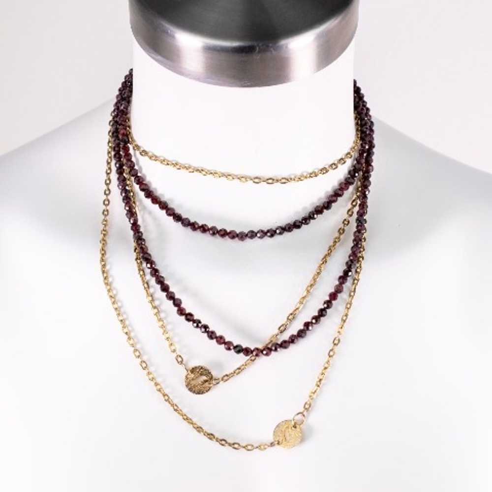 Very long chain and garnet necklace set, extra lo… - image 10