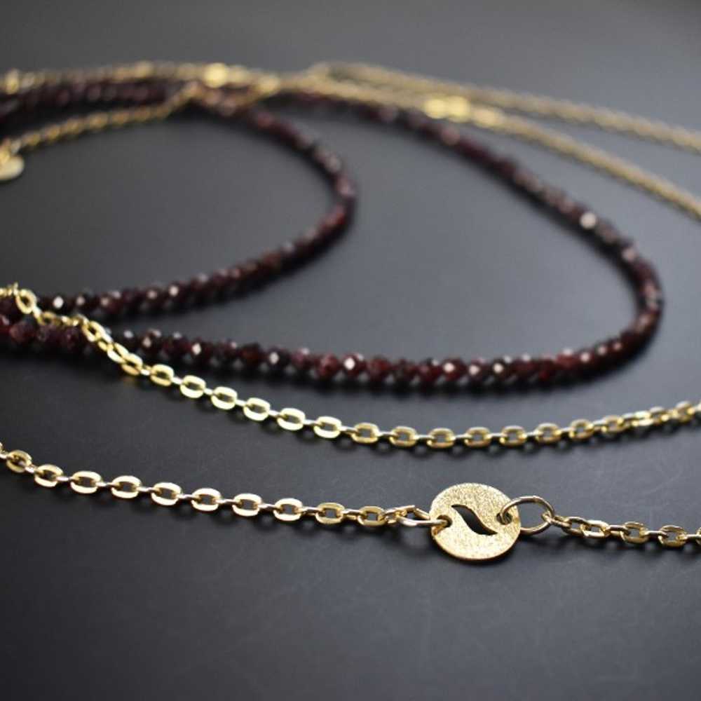 Very long chain and garnet necklace set, extra lo… - image 11