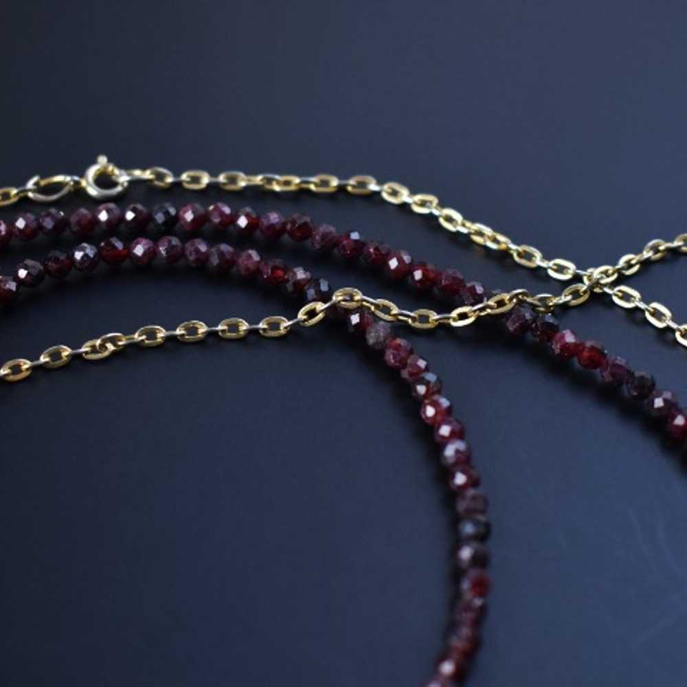 Very long chain and garnet necklace set, extra lo… - image 12