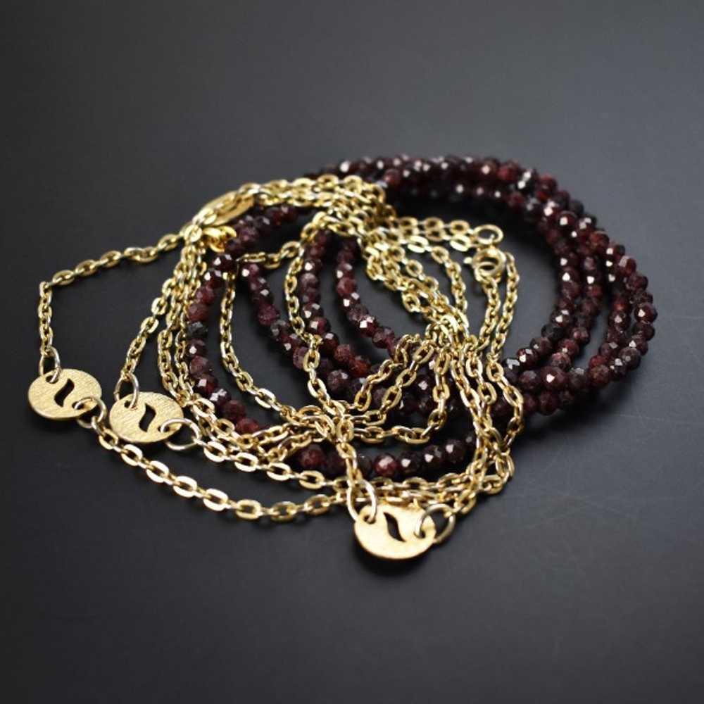 Very long chain and garnet necklace set, extra lo… - image 1