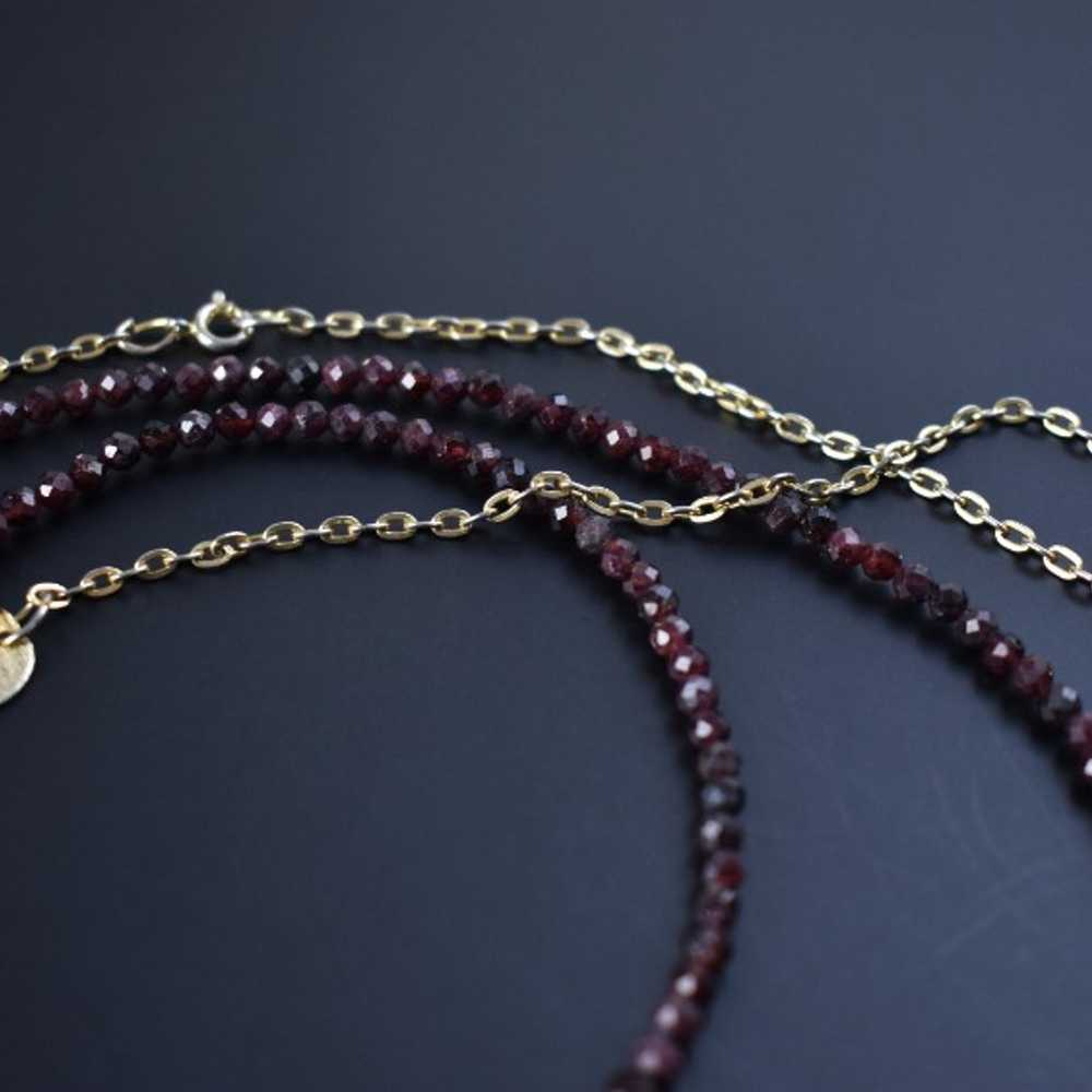 Very long chain and garnet necklace set, extra lo… - image 6