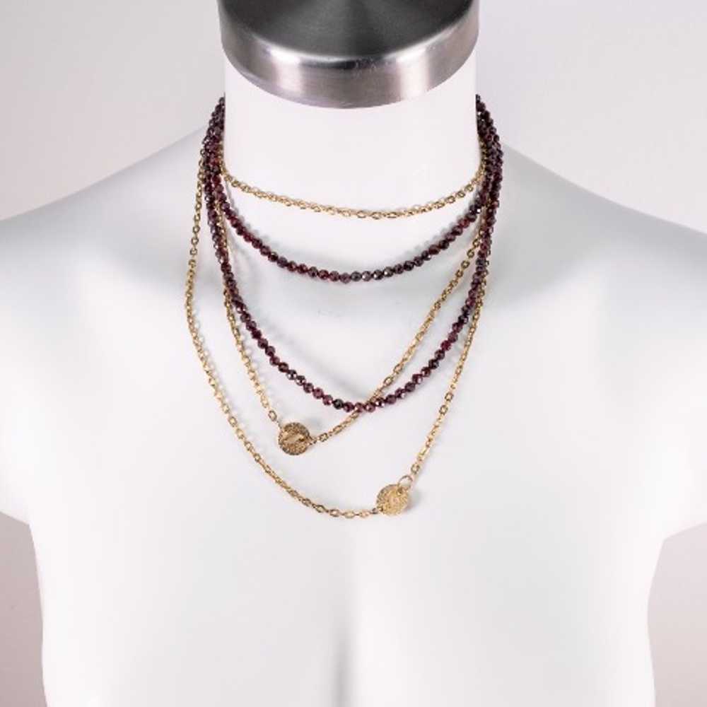 Very long chain and garnet necklace set, extra lo… - image 7