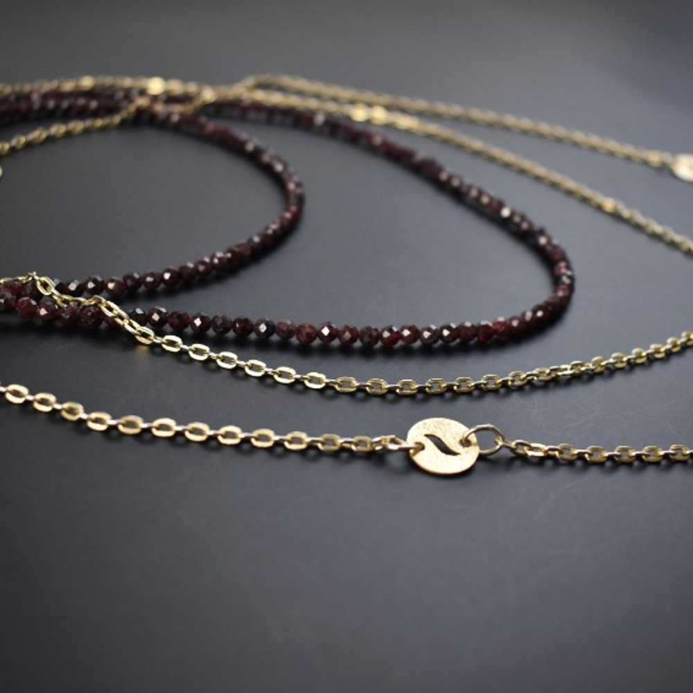 Very long chain and garnet necklace set, extra lo… - image 8