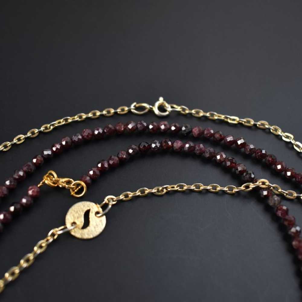 Very long chain and garnet necklace set, extra lo… - image 9