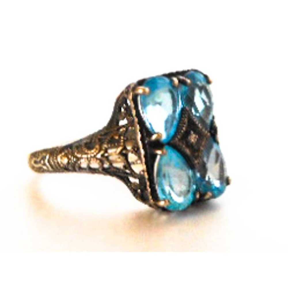 Vintage Sterling Silver Blue Topaz & Diamond Ring… - image 8