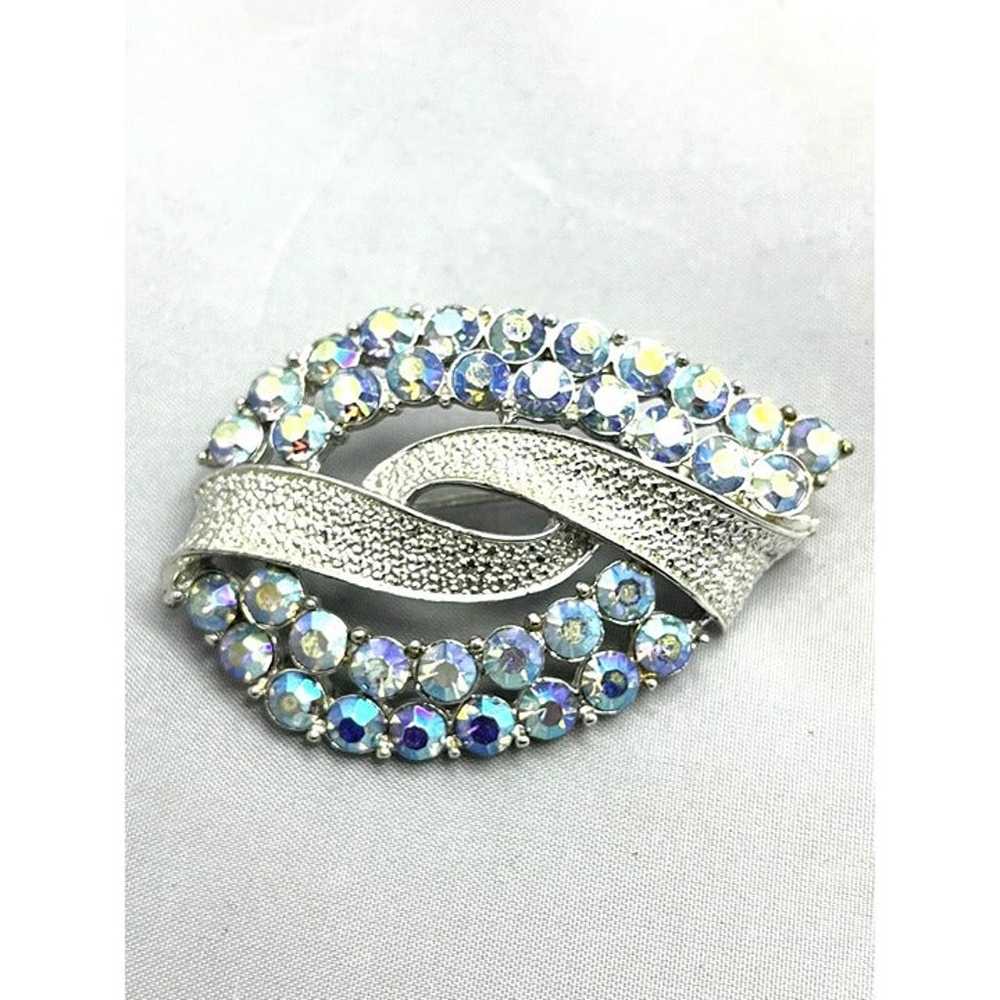 Vintage Coro AB Blue Rhinestone Brooch Pin - image 2