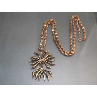Mid-Century Bronze Articulated Pendant Necklace Fi