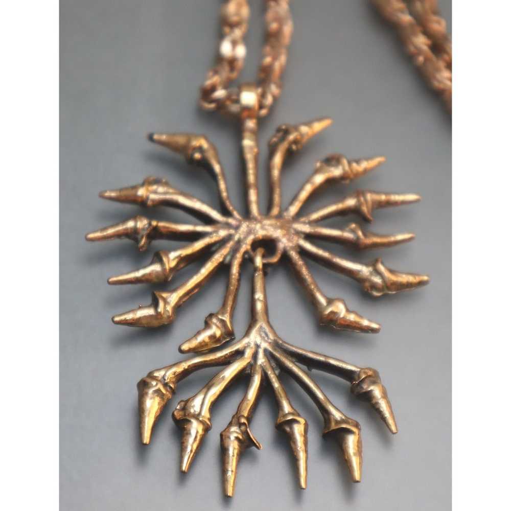 Mid-Century Bronze Articulated Pendant Necklace F… - image 3