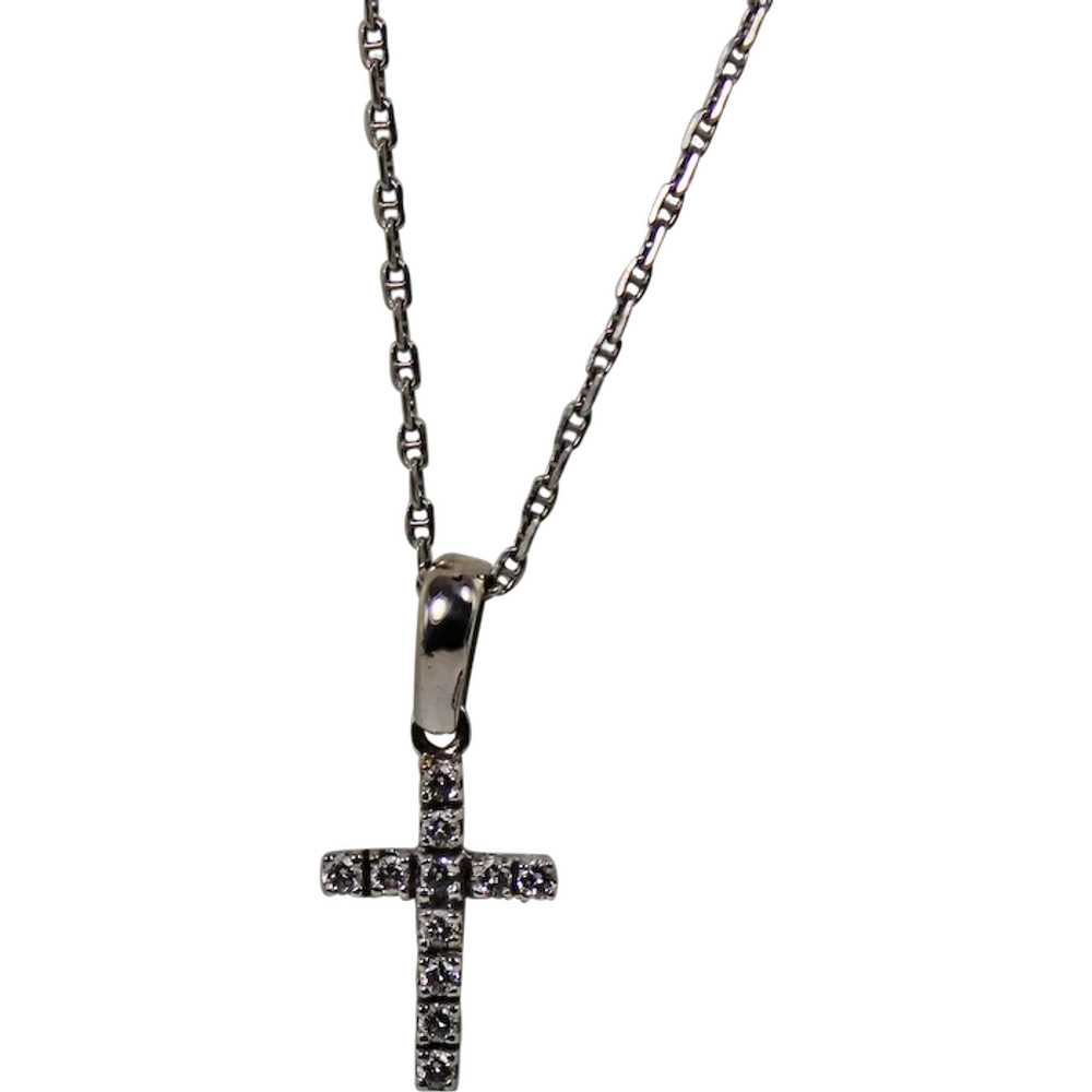 Beautiful Small Diamond Cross Pendent, 14 Kt WG - image 1