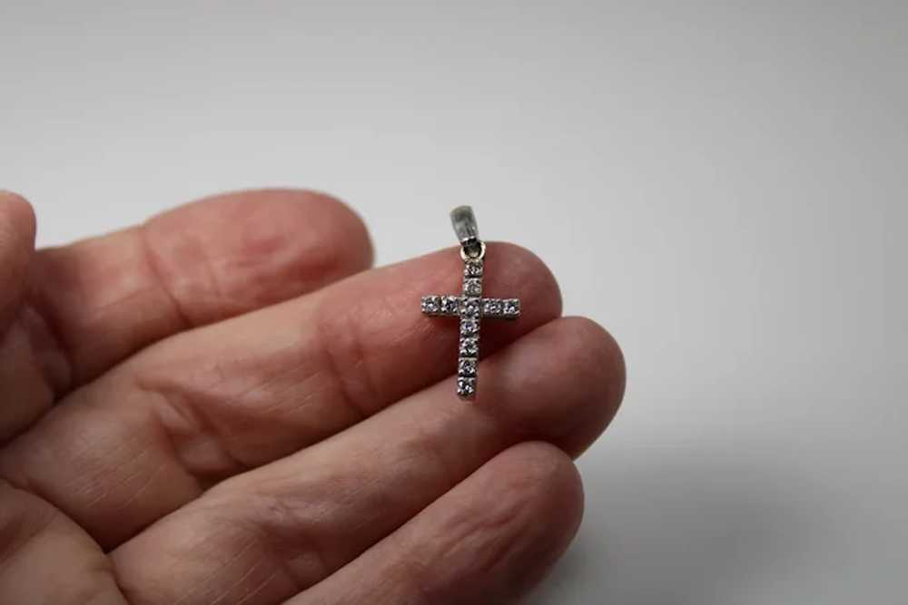 Beautiful Small Diamond Cross Pendent, 14 Kt WG - image 2