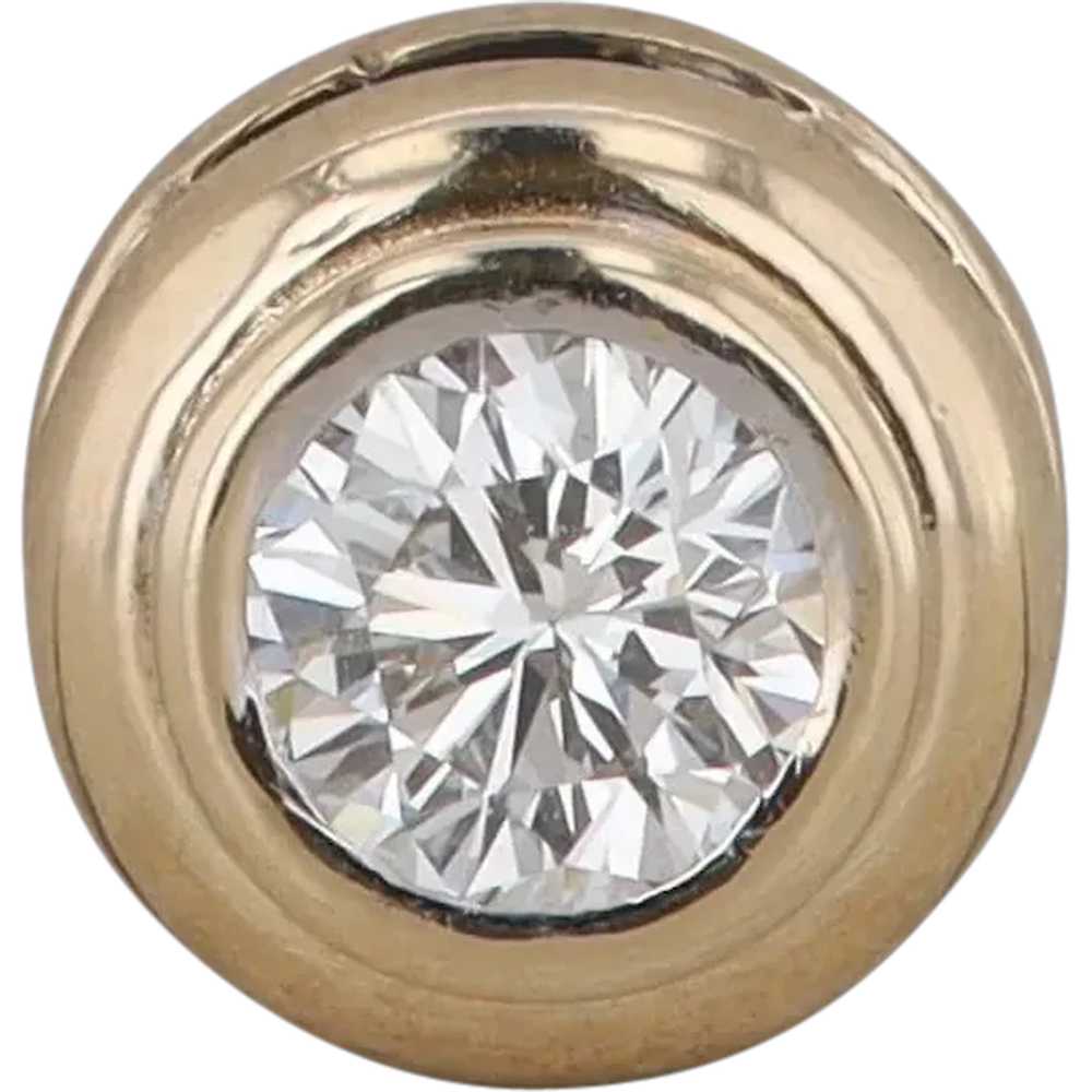 14k Yellow Gold Round Bezel Set Solitaire Slide - image 1