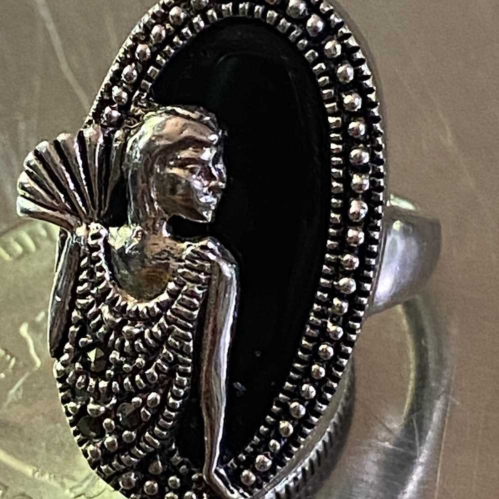 Vintage 925 BBJ  Sterling Silver lady black stone… - image 6