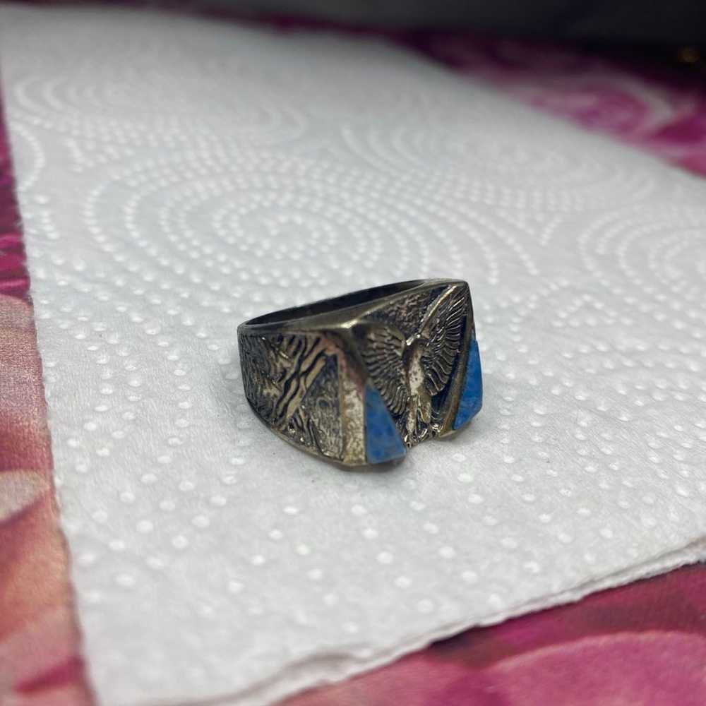 Vintage 925 eagle Native American ring - image 3