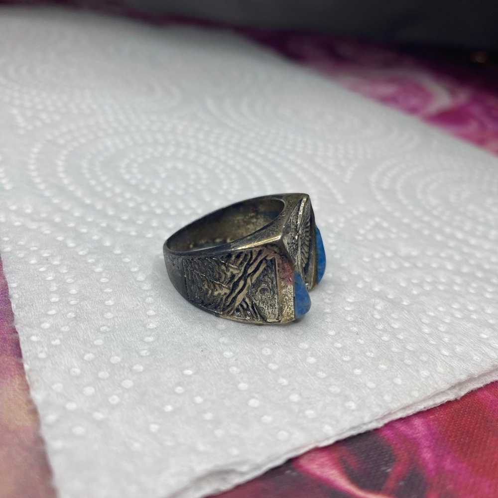 Vintage 925 eagle Native American ring - image 5