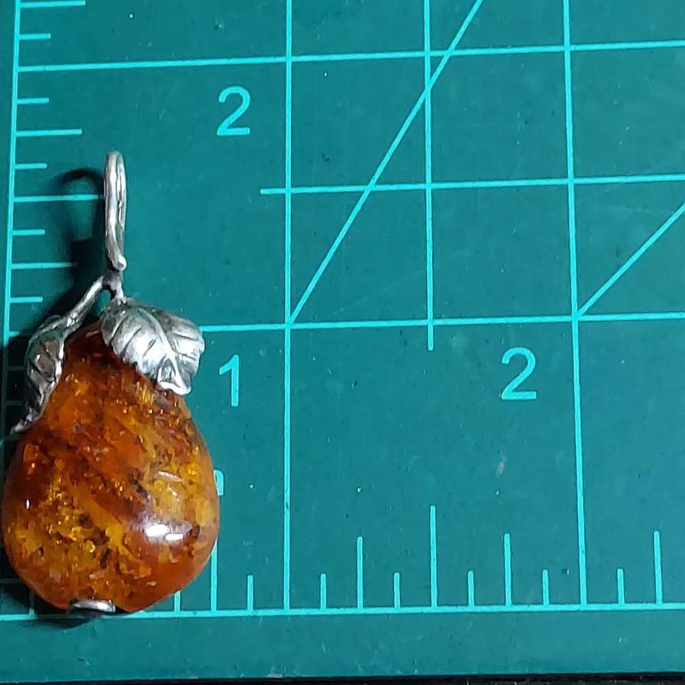 Vintage Sterling Silver Amber Pear Fruit Delicate… - image 11