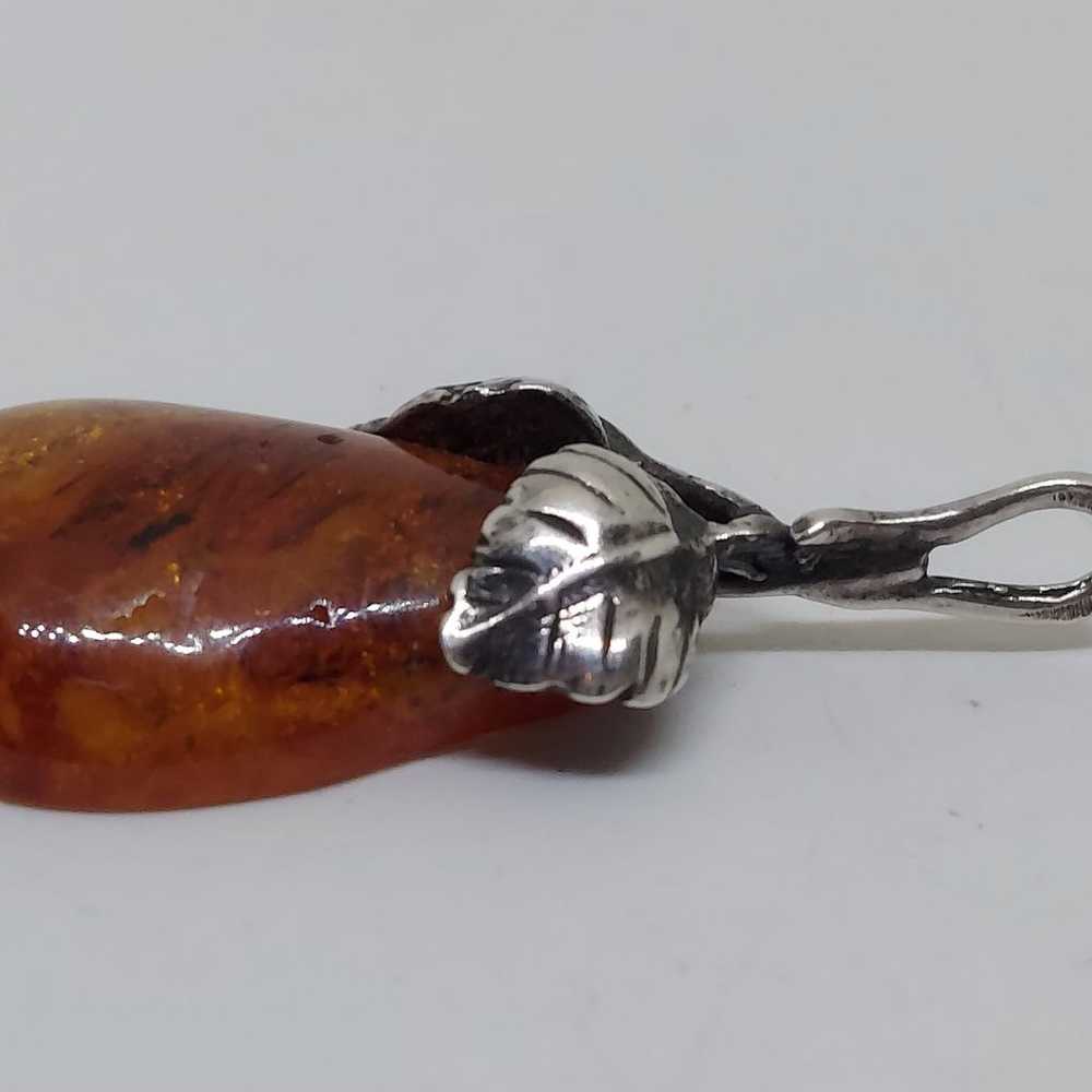 Vintage Sterling Silver Amber Pear Fruit Delicate… - image 4