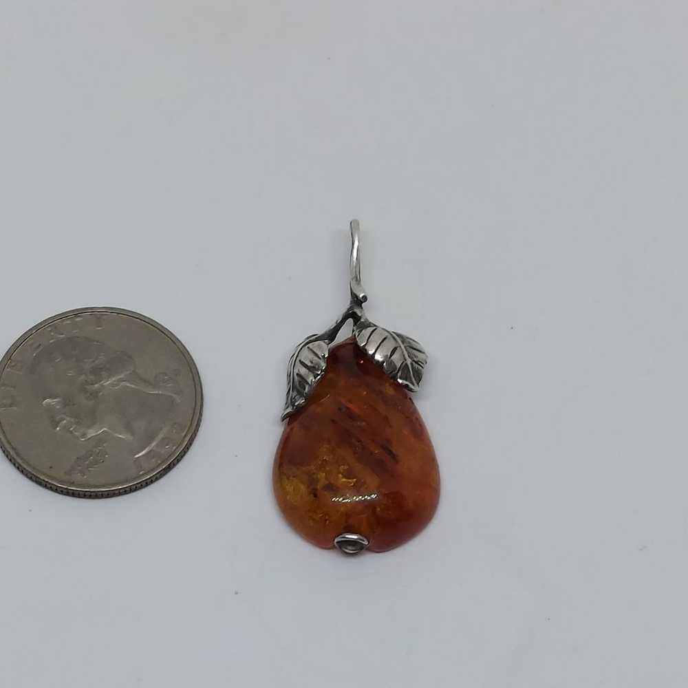 Vintage Sterling Silver Amber Pear Fruit Delicate… - image 7