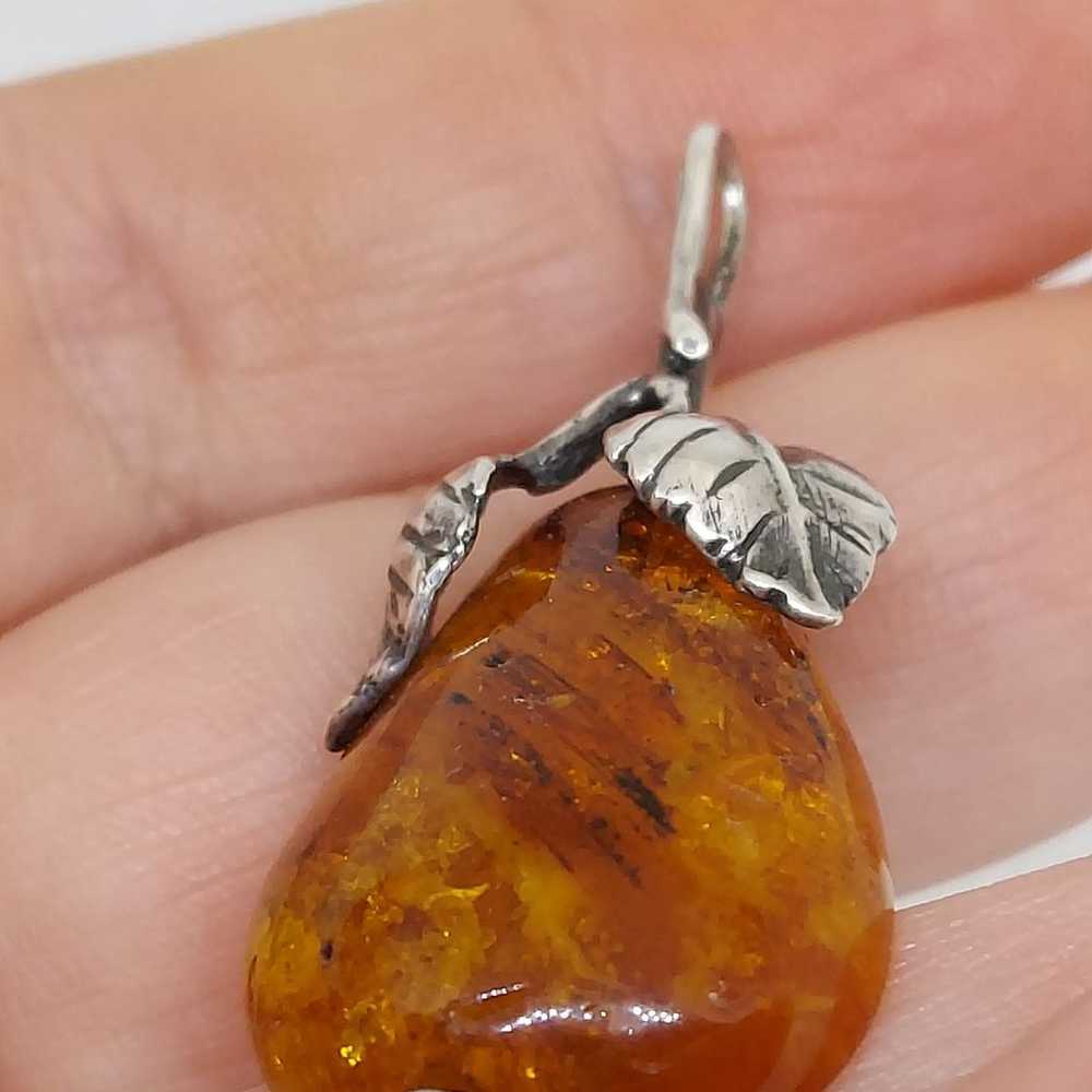 Vintage Sterling Silver Amber Pear Fruit Delicate… - image 9