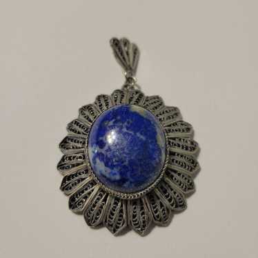 Silver Pendant with Lapis Lazuli - image 1