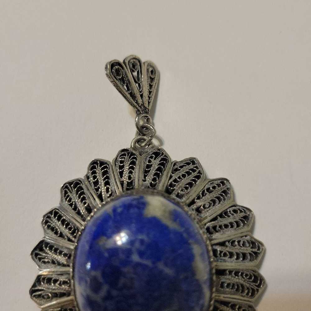 Silver Pendant with Lapis Lazuli - image 4