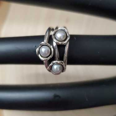 Sterling Silver 925 Pearl Pandora Ring - image 1