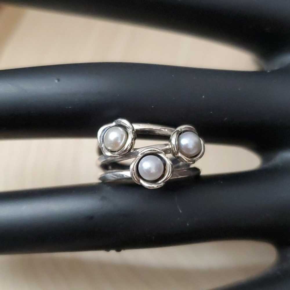 Sterling Silver 925 Pearl Pandora Ring - image 2