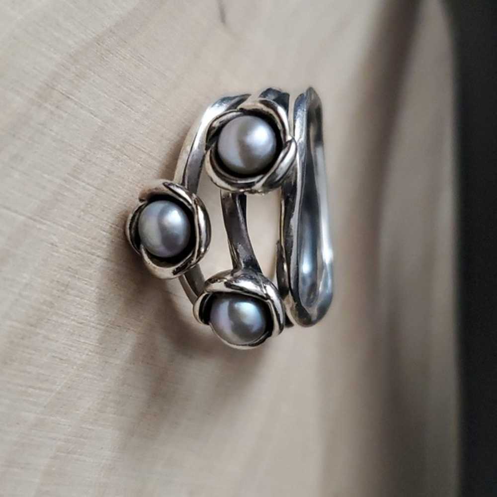 Sterling Silver 925 Pearl Pandora Ring - image 3