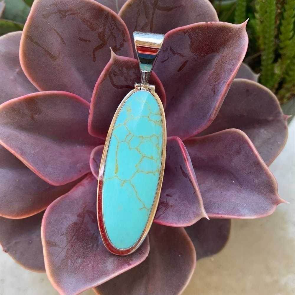 Turquoise and Sterling Silver Pendant - image 1