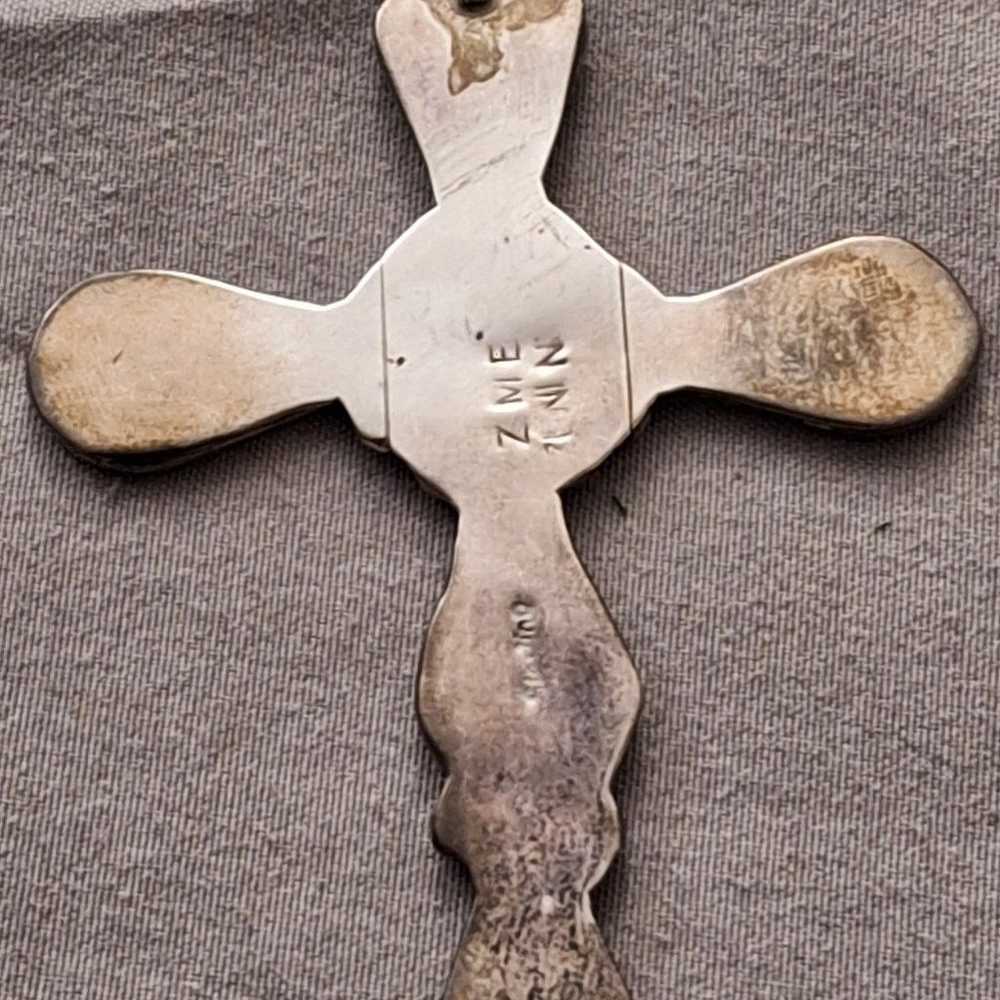 Zuni Sterling Silver Multi Stone cross - image 11