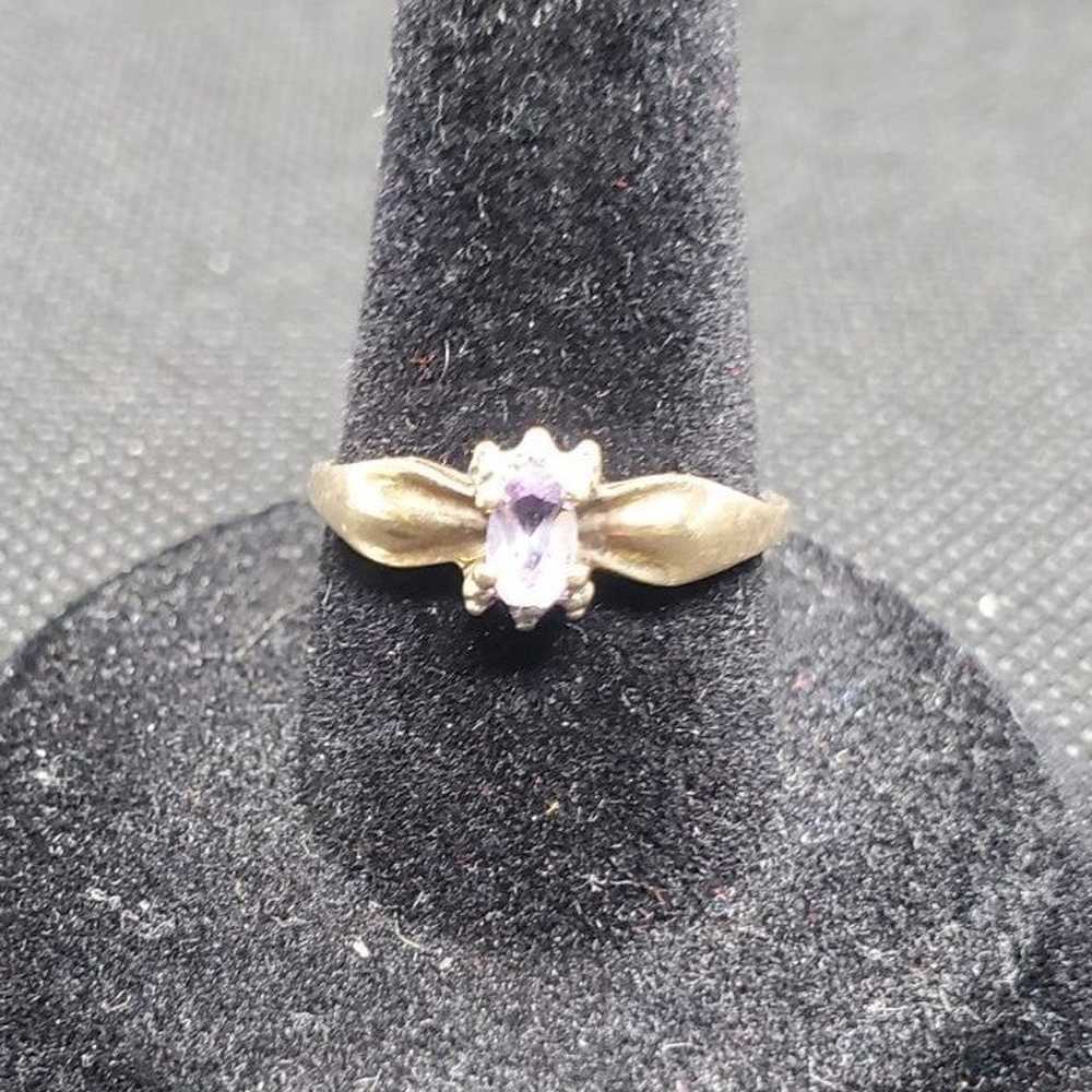 10K Yellow Gold Amethyst Ring - image 10