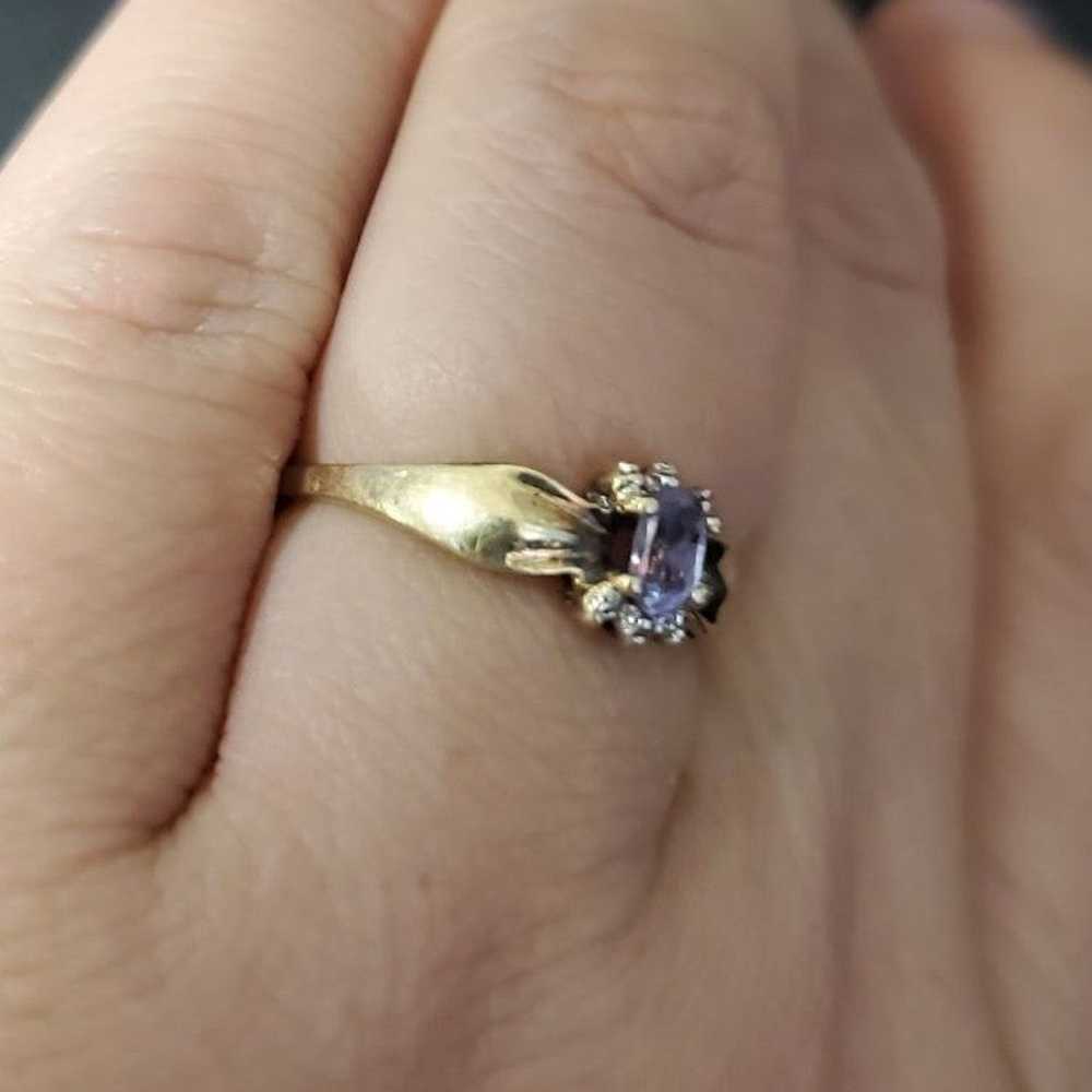 10K Yellow Gold Amethyst Ring - image 5