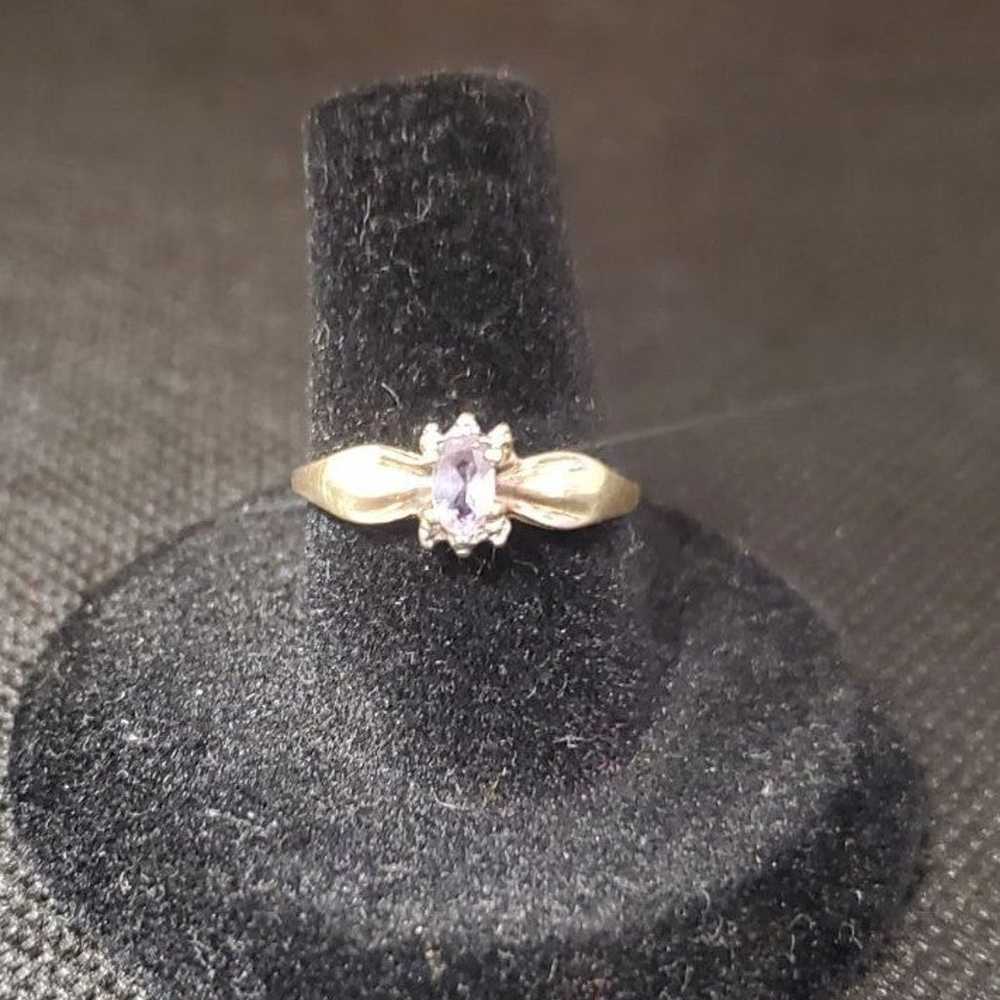 10K Yellow Gold Amethyst Ring - image 9