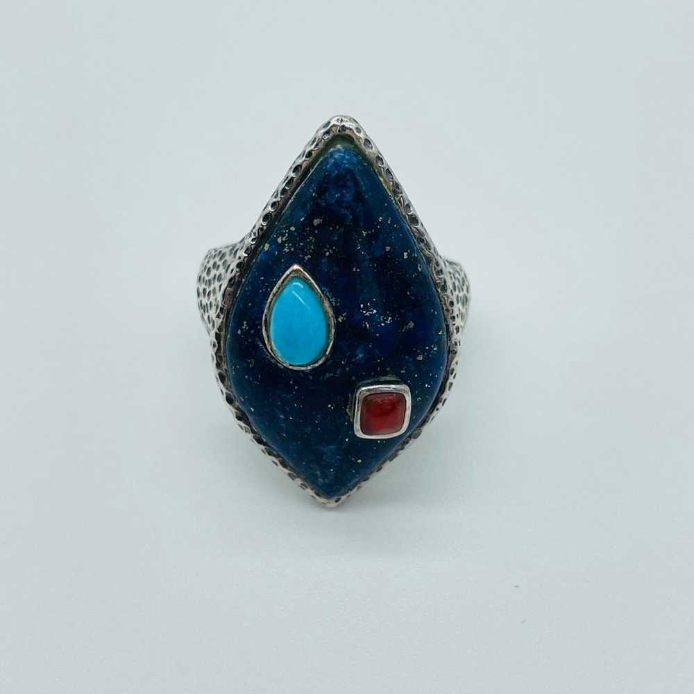 Lapis Lazuli, Turquoise, Carnelian Sterling Silve… - image 4