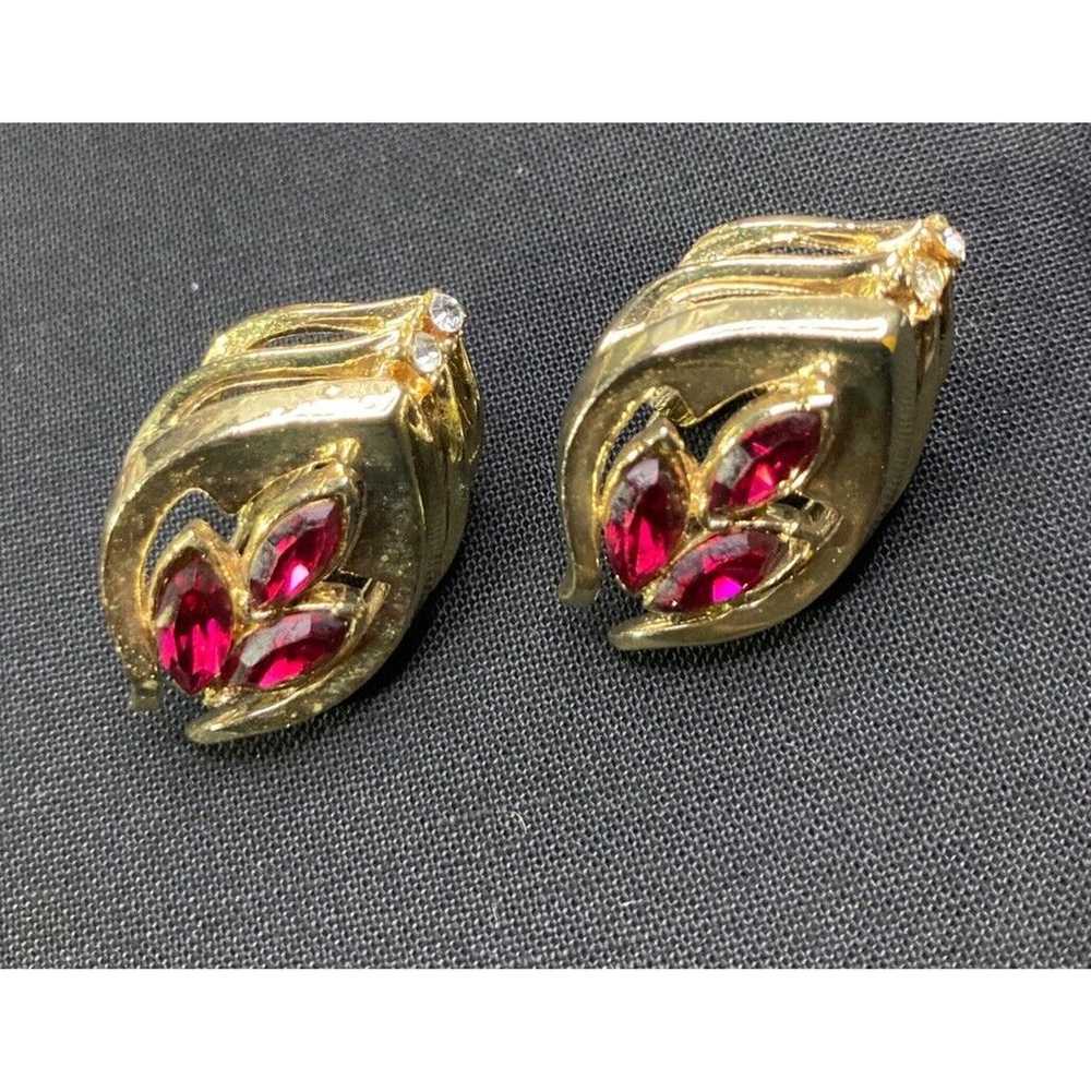 Vintage Ruby Rhinestone Goldtone Princess 4 Piece… - image 3