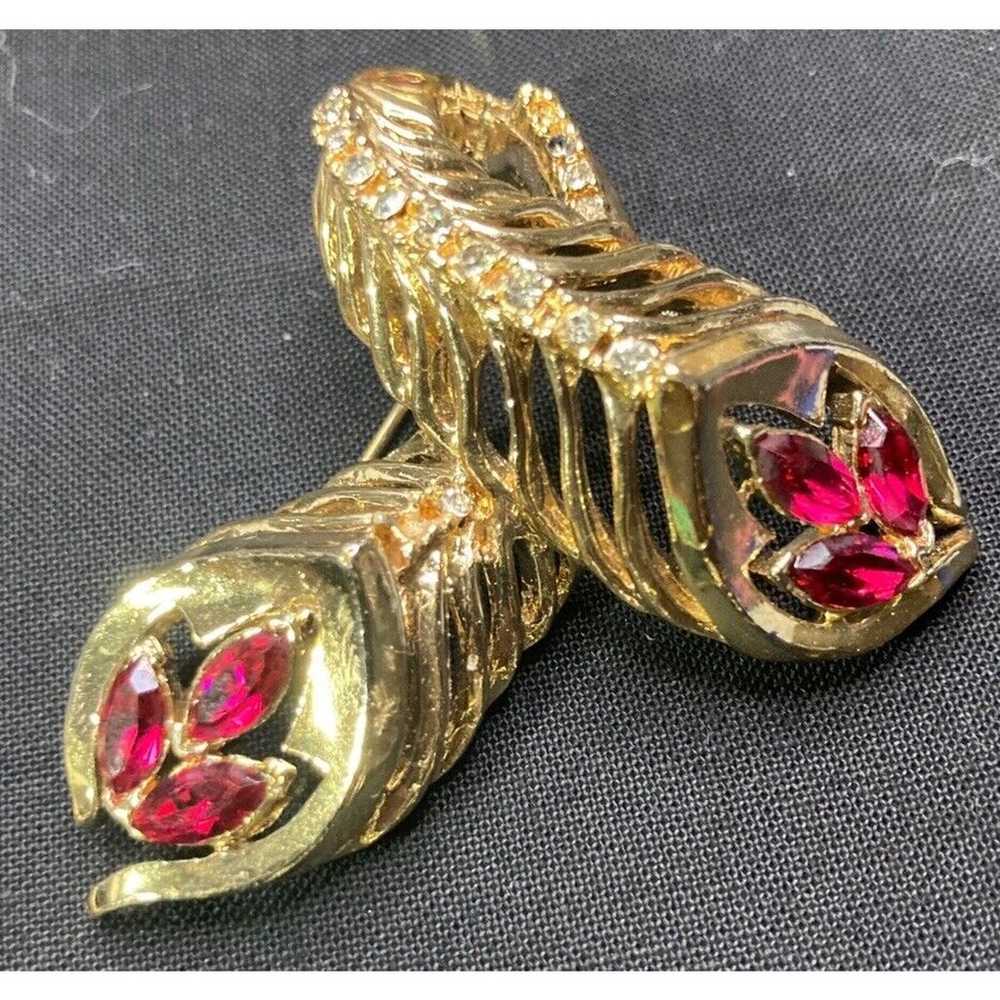 Vintage Ruby Rhinestone Goldtone Princess 4 Piece… - image 4