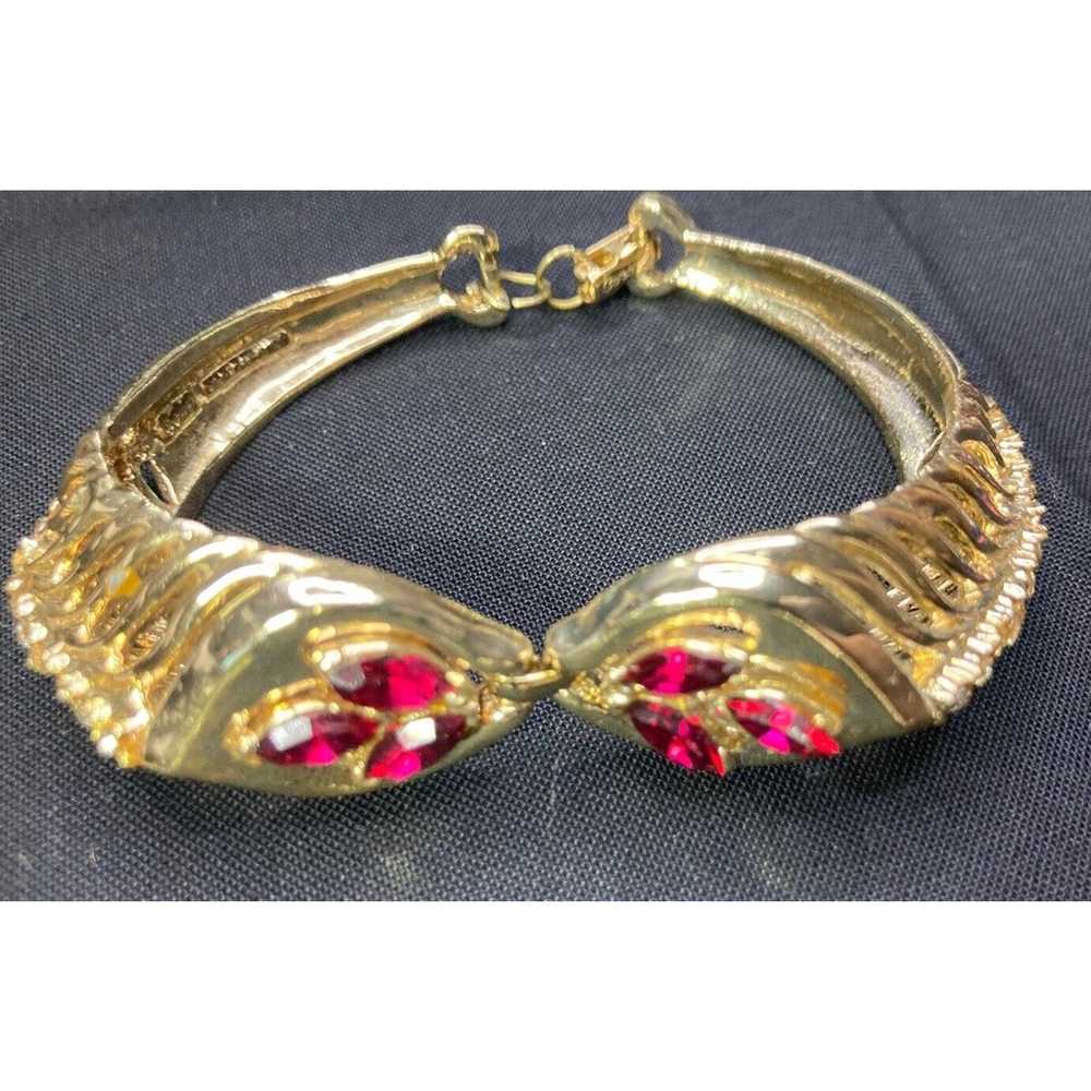 Vintage Ruby Rhinestone Goldtone Princess 4 Piece… - image 5