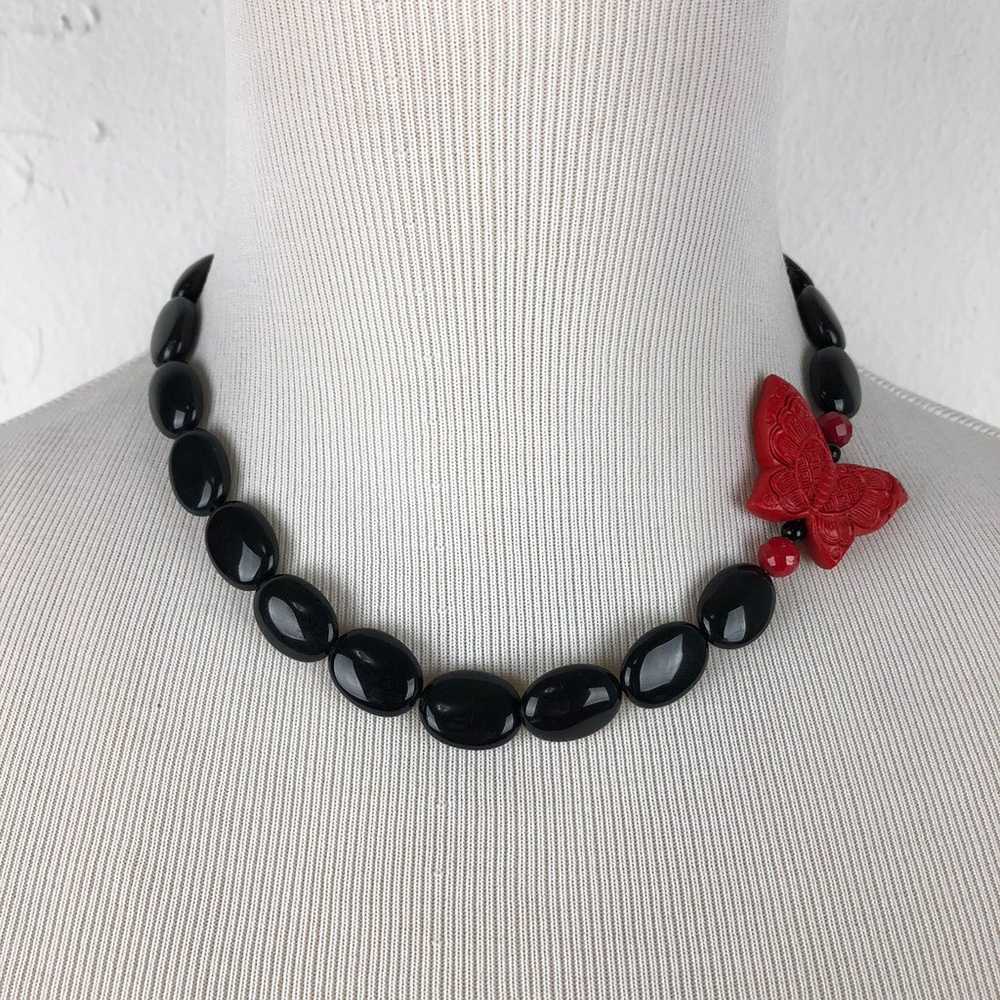 Vintage Artisan Cinnabar Necklace - image 1