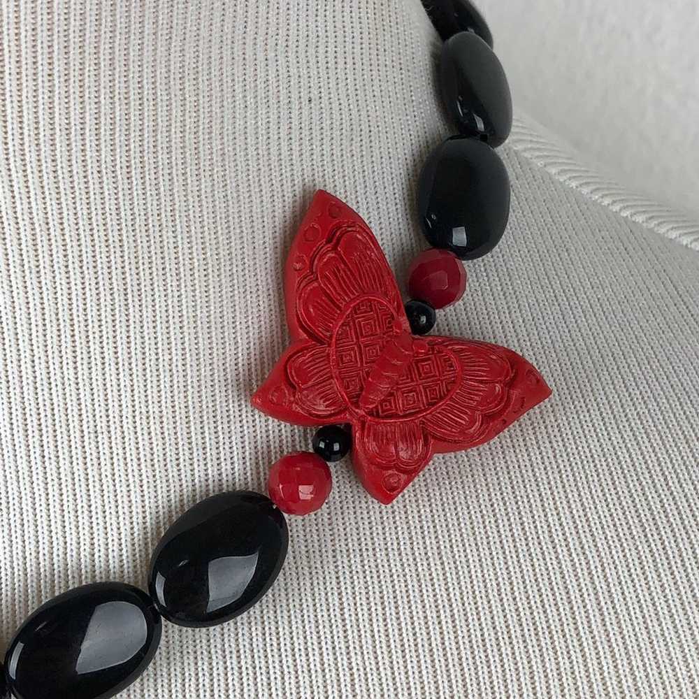 Vintage Artisan Cinnabar Necklace - image 2