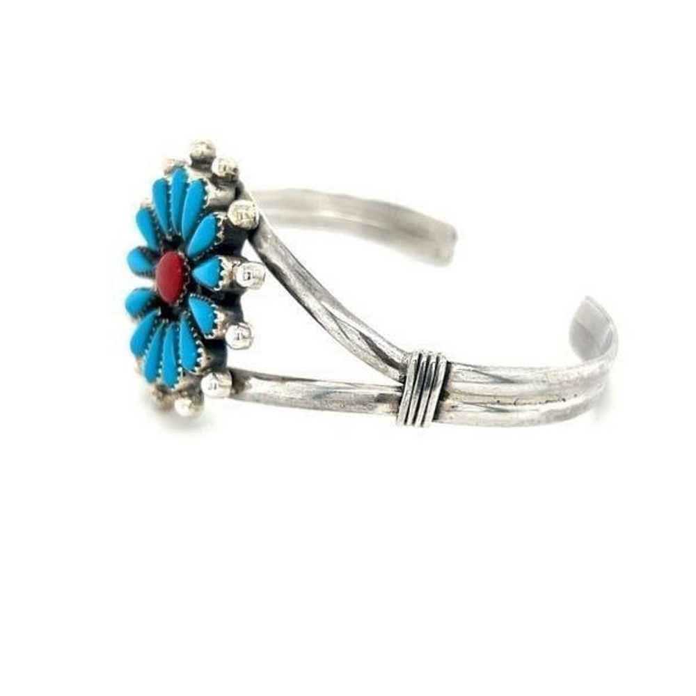 Gorgeous Sterling Silver 925 Turquoise & Coral Fl… - image 2