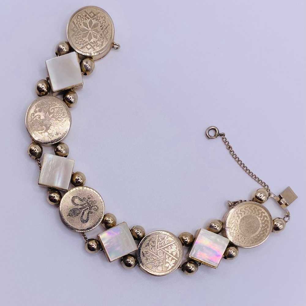 Vintage Victorian Style Slide Charm Bracelet Gold… - image 1