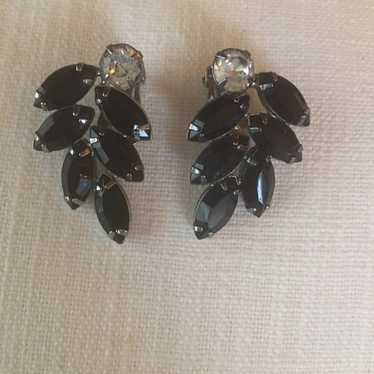 Weiss Vintage Black Rhinestone Earrings!