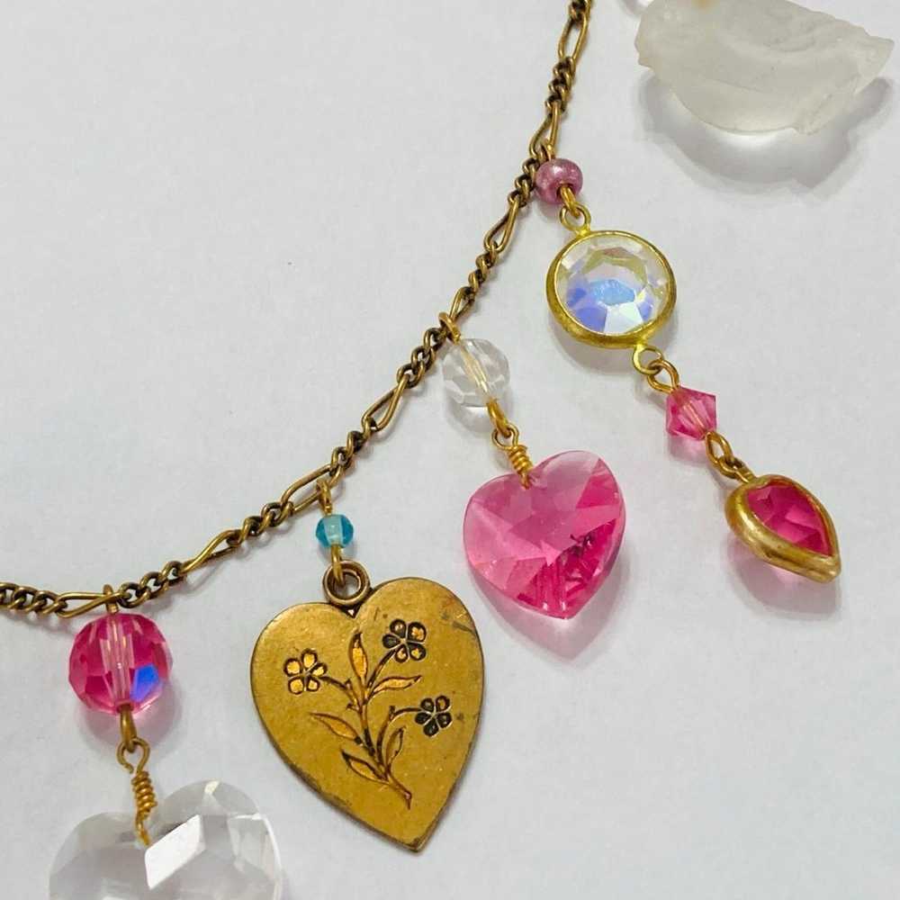 Vintage Pididdly Links heart bird cat charm neckl… - image 3