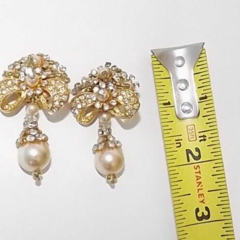 Vintage LOIS ANN Signed Drop Dangle Rhinestone Pe… - image 4