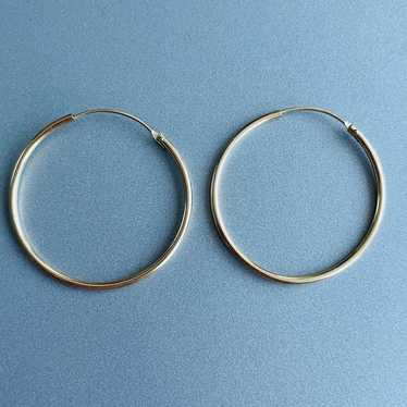 14k Gold Classic Polished Hoop Round 27mm Vintage… - image 1