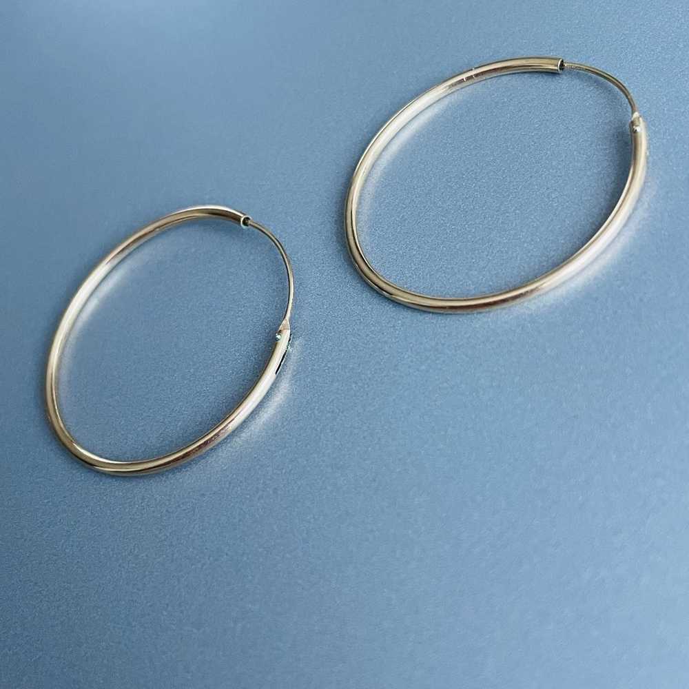 14k Gold Classic Polished Hoop Round 27mm Vintage… - image 2