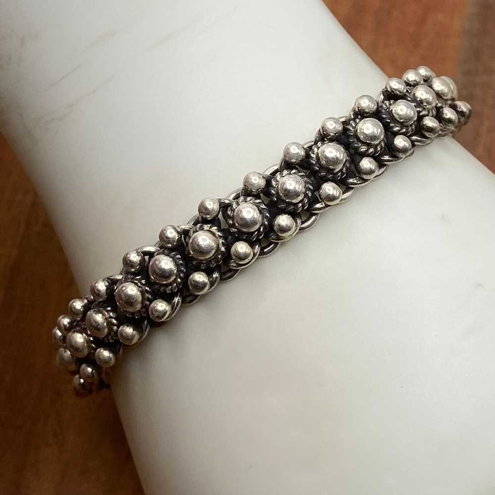 Vintage Sterling Silver Ornate Link Bracelet - image 1