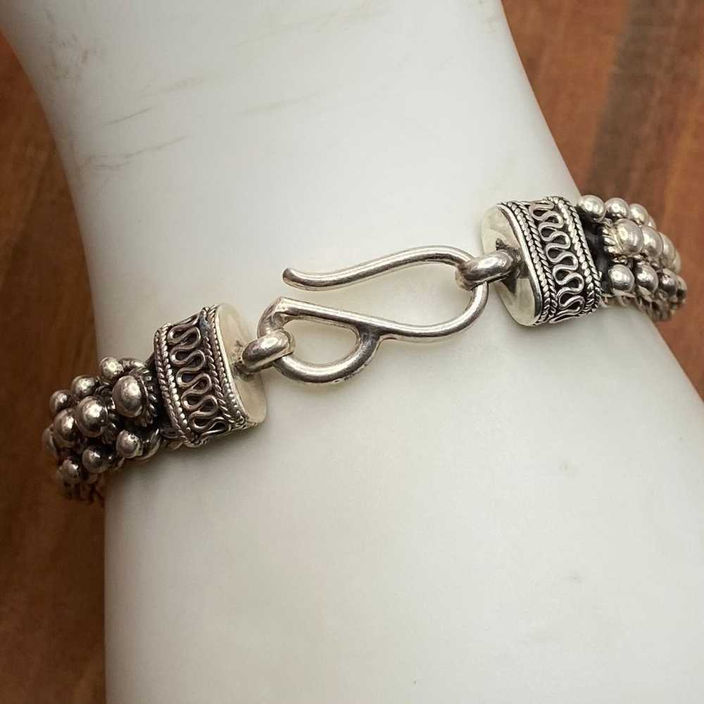 Vintage Sterling Silver Ornate Link Bracelet - image 2