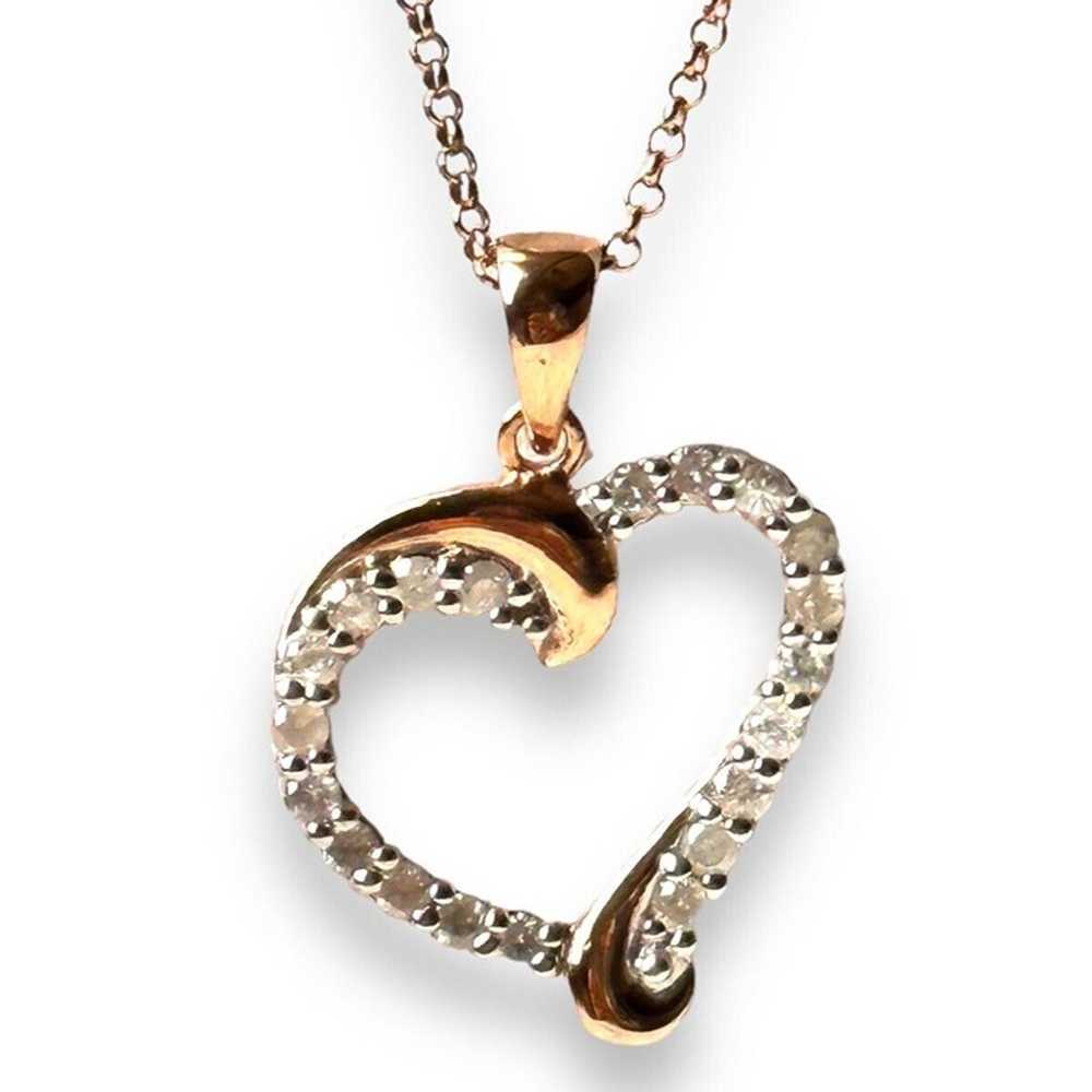 DBJ Gold Over 925 Diamond Studded Heart Pendant &… - image 1