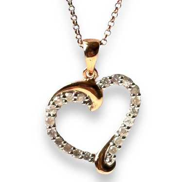 DBJ Gold Over 925 Diamond Studded Heart Pendant &… - image 1