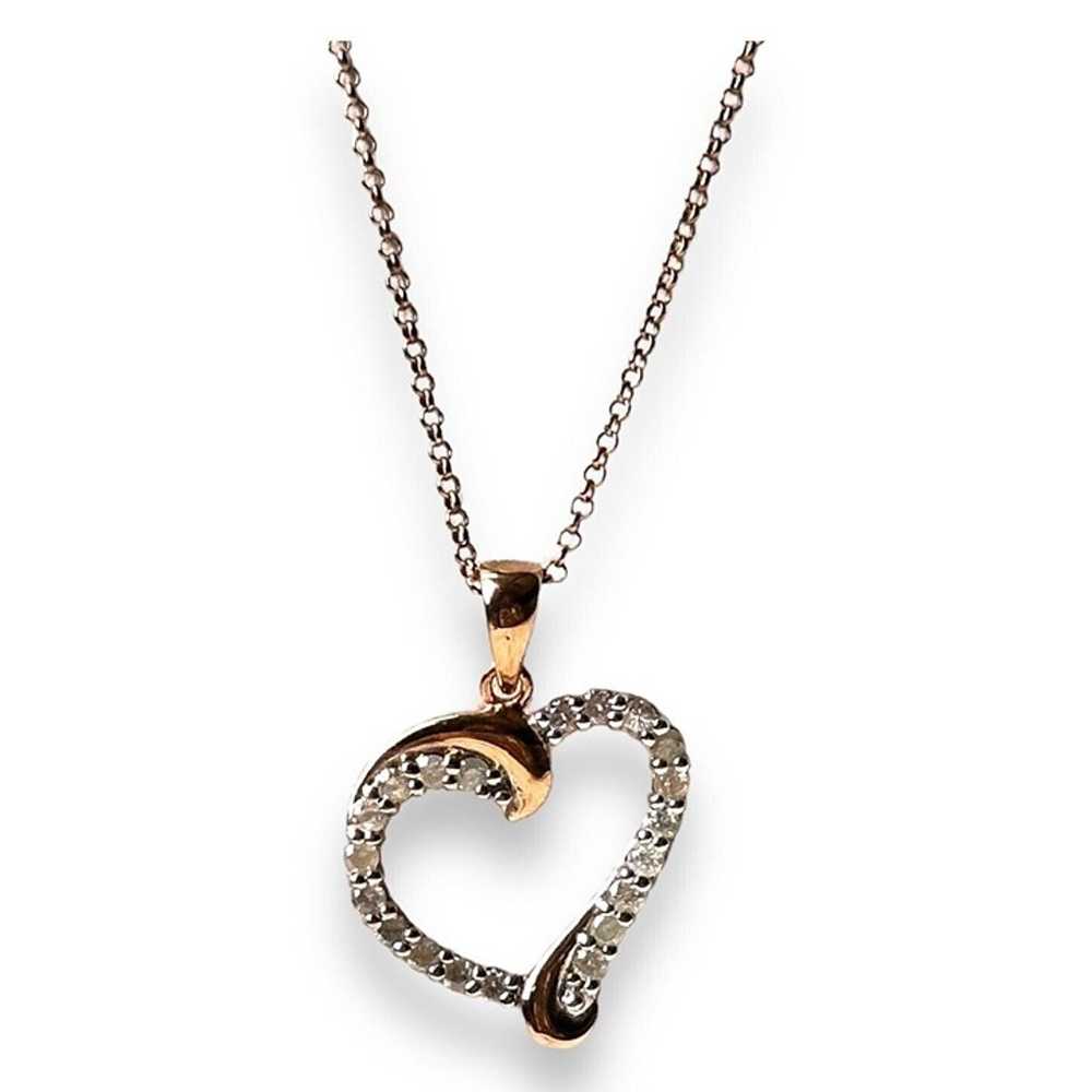 DBJ Gold Over 925 Diamond Studded Heart Pendant &… - image 3